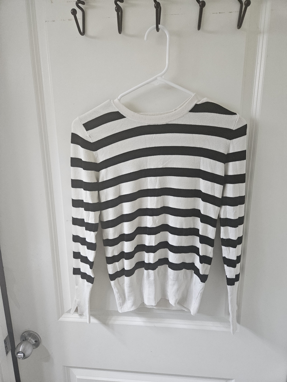 Zara Black and White Horizontal Stripe Knit Top